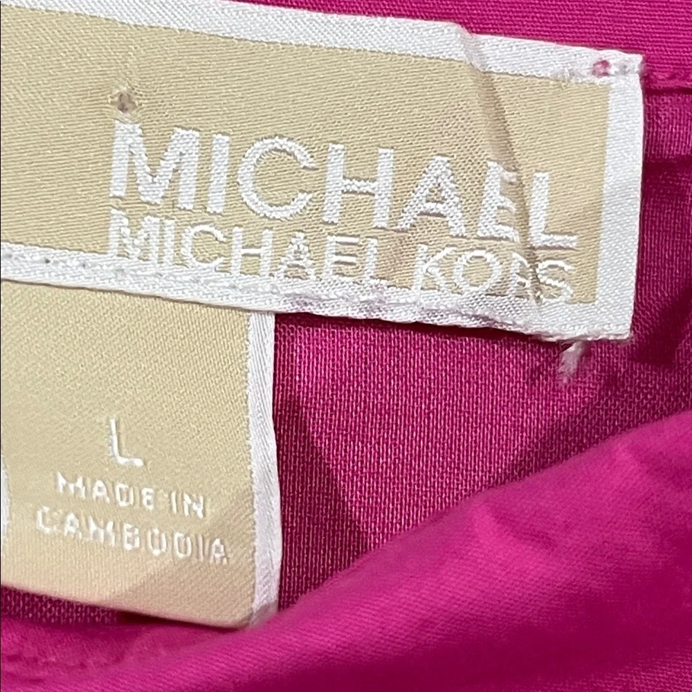 MICHAEL KORS Bright Fuchsia Sleeveless A-Line CERISE Dress WOMEN SIZE L